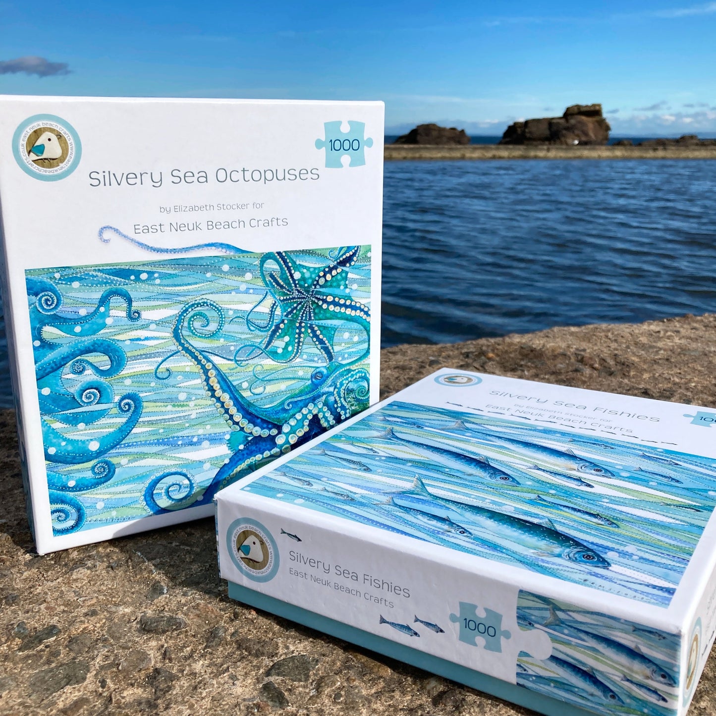 Fish - Seaside Jigsaw Puzzle 1000 pieces - Silvery Seas - Coastal Art by Elizabeth Stocker - East Neuk Beach Crafts