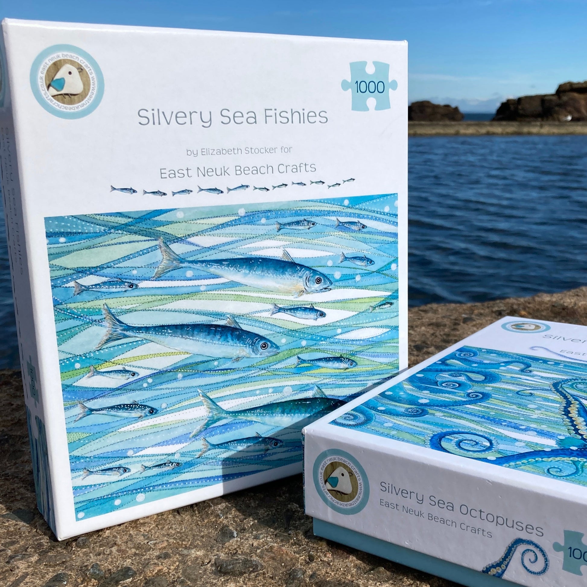 Fish - Seaside Jigsaw Puzzle 1000 pieces - Silvery Seas - Coastal Art by Elizabeth Stocker - East Neuk Beach Crafts