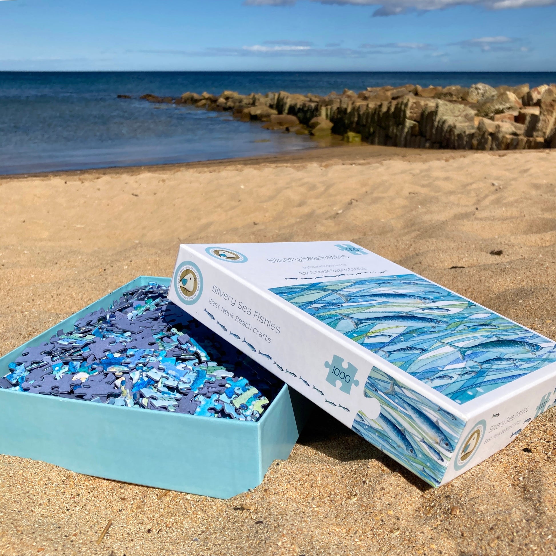 Fish - Seaside Jigsaw Puzzle 1000 pieces - Silvery Seas - Coastal Art by Elizabeth Stocker - East Neuk Beach Crafts