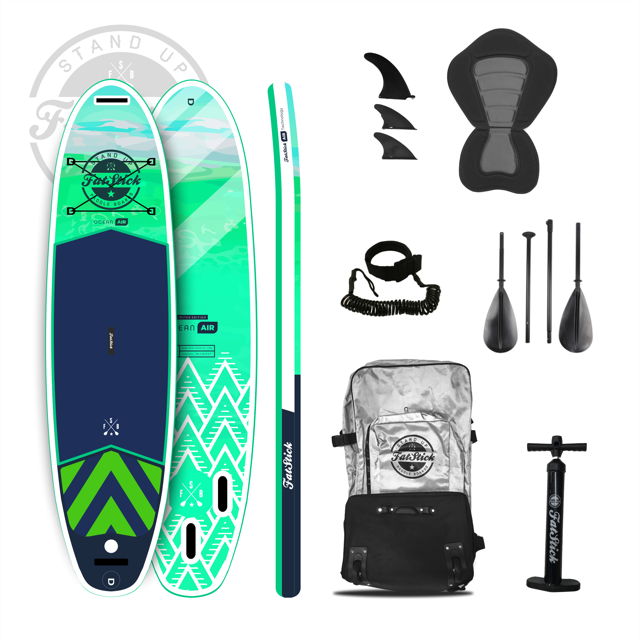 FatStick Pure Art Green 10'6 Inflatable Paddle Board SUP Package