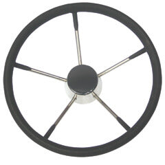 Stainless Steel Steering Wheel With Black Form - 390mm