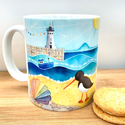 Mug - Oystercatcher at Anstruther beach - Seaside Watercolours, East Neuk of Fife