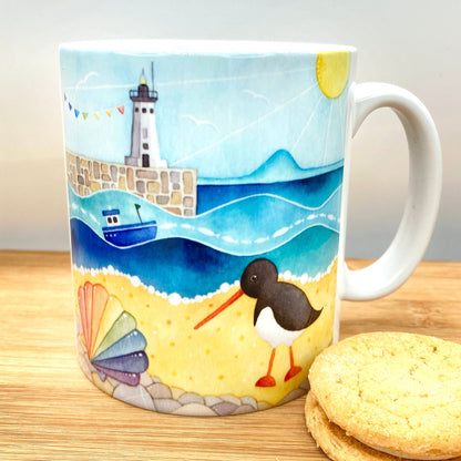 Mug - Oystercatcher at Anstruther beach - Seaside Watercolours, East Neuk of Fife