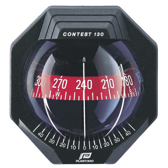 Plastimo Contest 130 Black Red Card Compass - Vertical Bulkhead