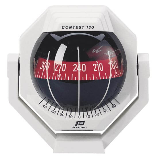 Plastimo Contest 130 White Red Card Compass - Vertical Bulkhead