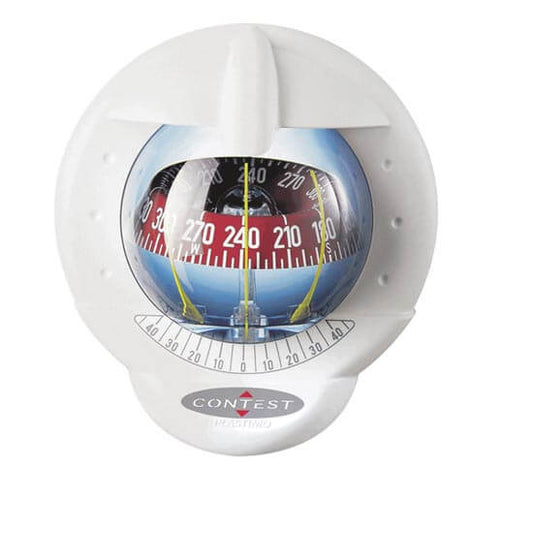 Plastimo Contest 101 White Red Card Bulkhead Compass - ZB 15 Deg.