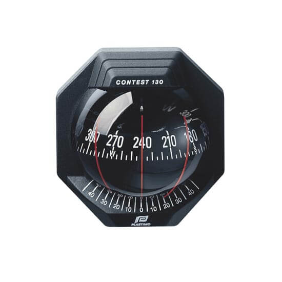 Plastimo Contest 130 Black Black Card Compass - 10-25 degree Bulkhead