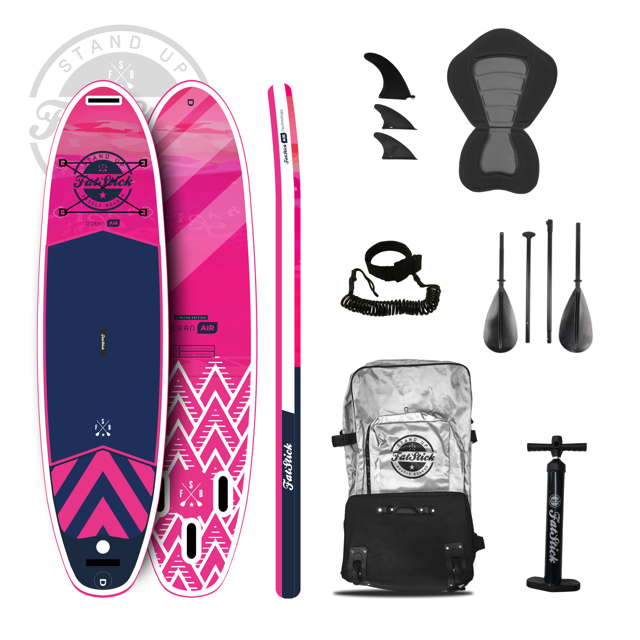 FatStick Pure Art Pink 10'6 Inflatable Paddle Board SUP Package