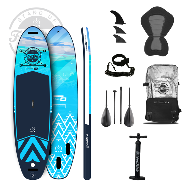FatStick Pure Art Blue 10'6 Inflatable Paddle Board SUP Package