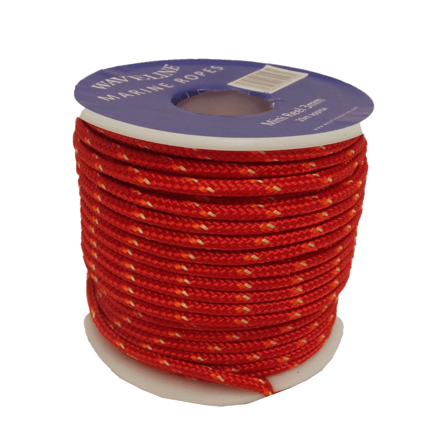 Mini Reels 3mm Braided Polyester Cord - Red - Orange / Yellow Fleck