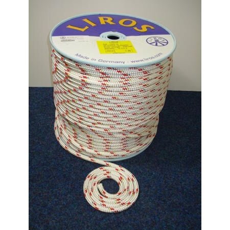 Liros Braid on Braid Yacht Rope - 10mm - Red Flecks - Full 200m Coil