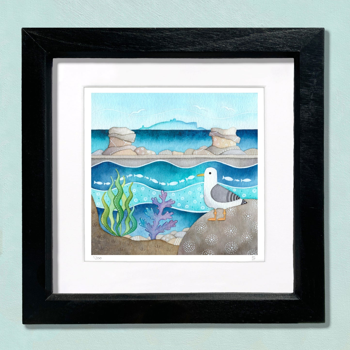 Seagull at Cellardyke Pool Print - Seaside Watercolour Painting - Signed Art