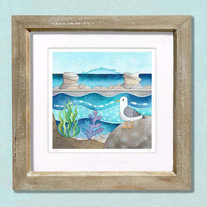 Seagull at Cellardyke Pool Print - Seaside Watercolour Painting - Signed Art