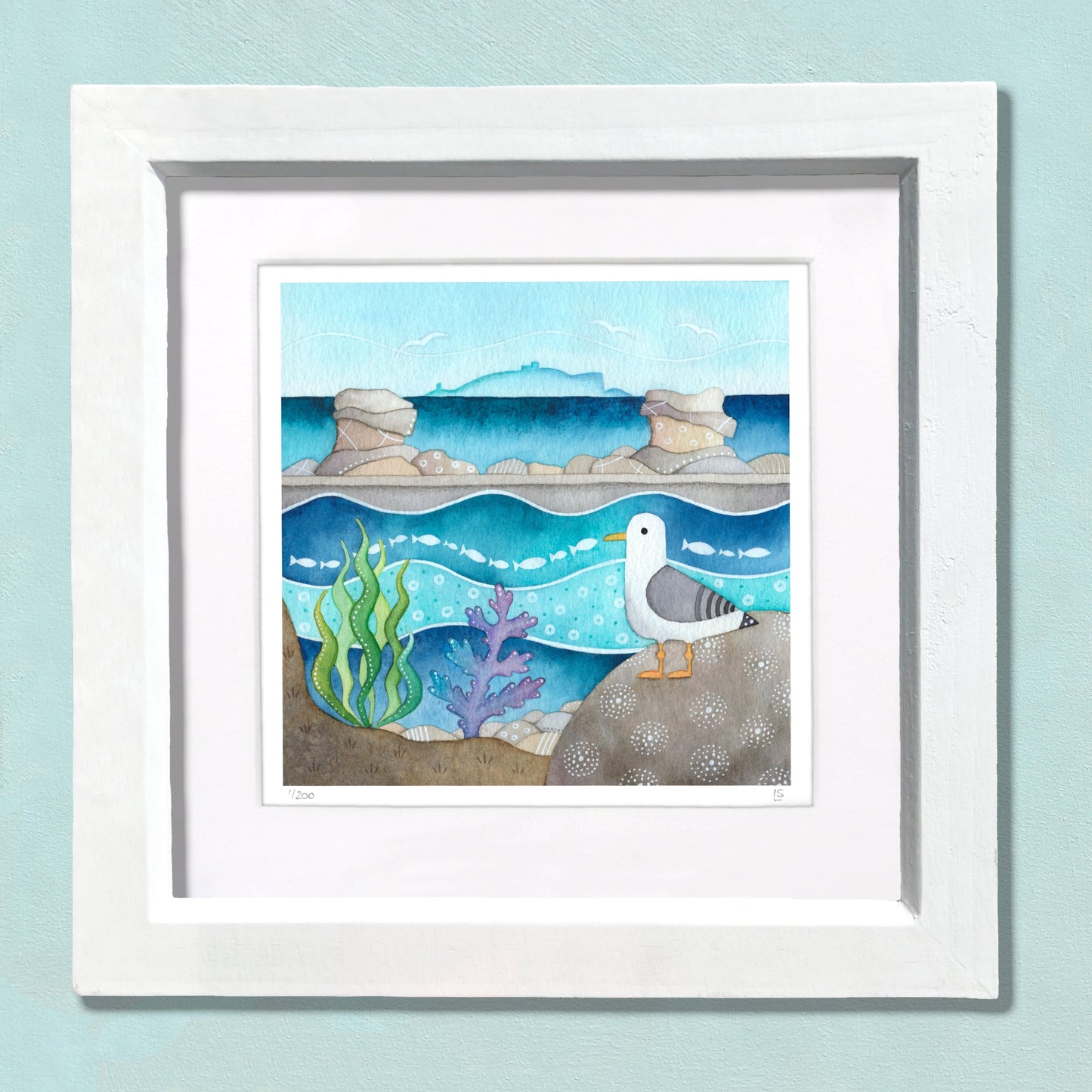 Seagull at Cellardyke Pool Print - Seaside Watercolour Painting - Signed Art