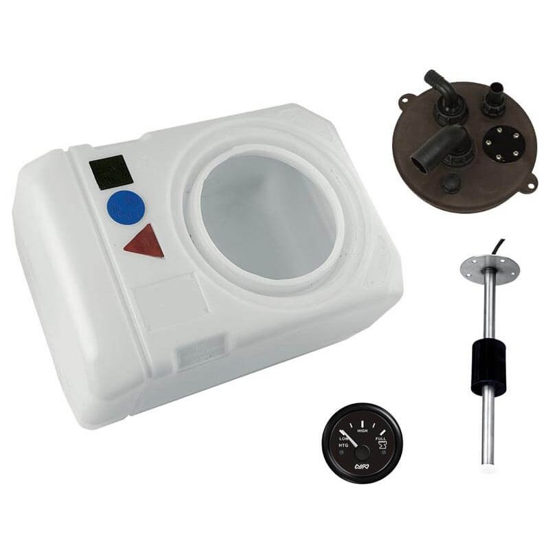 Diablo 108 Litre Inboard Plastic Waste Water Tank Kit - Brown Waste Plate, Waste Gauge & Electric Sender