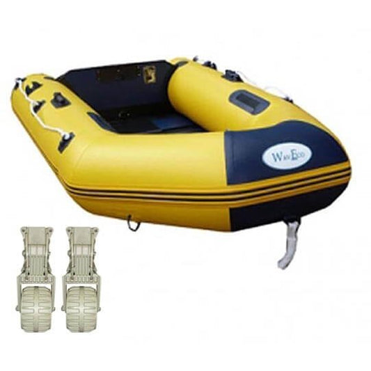 Waveco Ultra 250 Yellow - Solid Transom Dinghy Plus Dinghy Wheels - Slatted